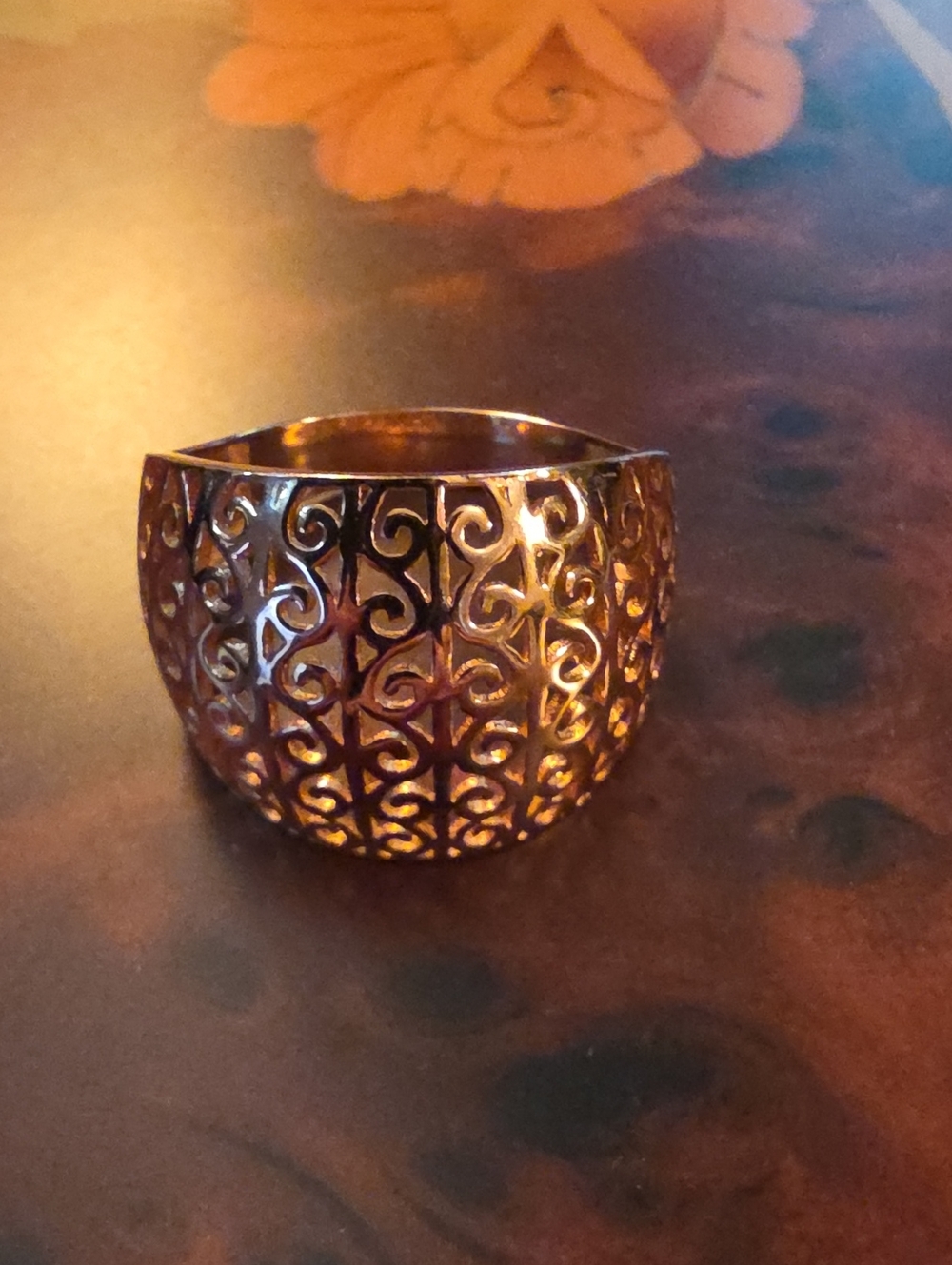 Technibond Turkish Gold Vermeil Filigree Ring Size 10